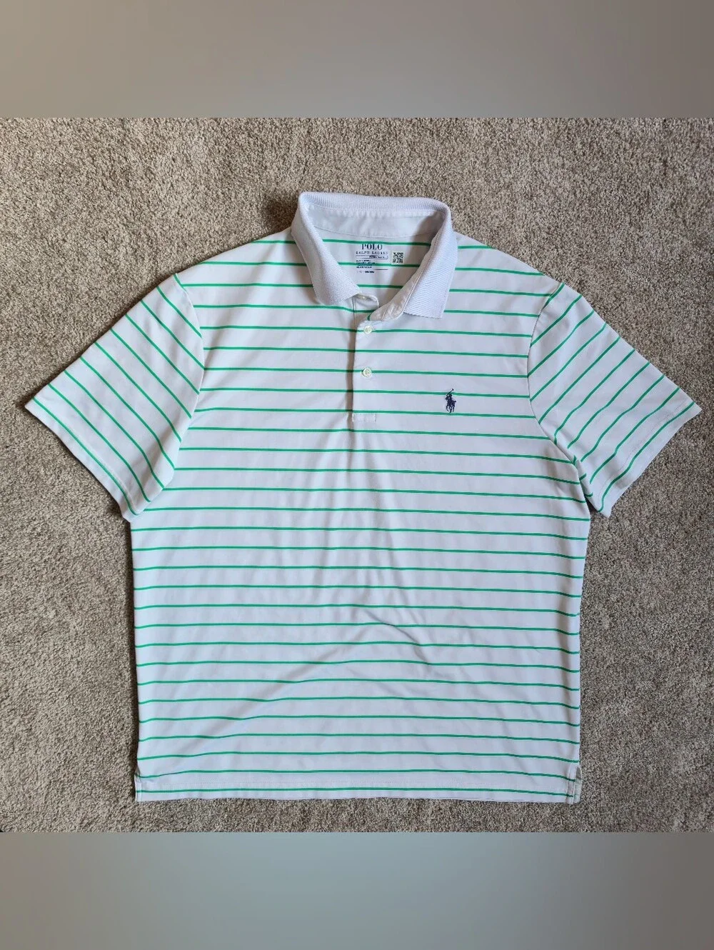 POLO GOLF RALPH  LAUREN Performance Shirt Mens L Mint Green Striped